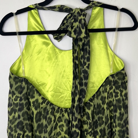 Alice + Olivia Y2K Green Trina Leopard Halter Night Out Dress - Picture 8 of 12